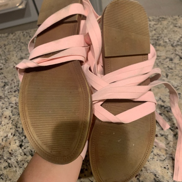 Pink Ballerina Lace up Sandals 7 - Picture 2 of 3